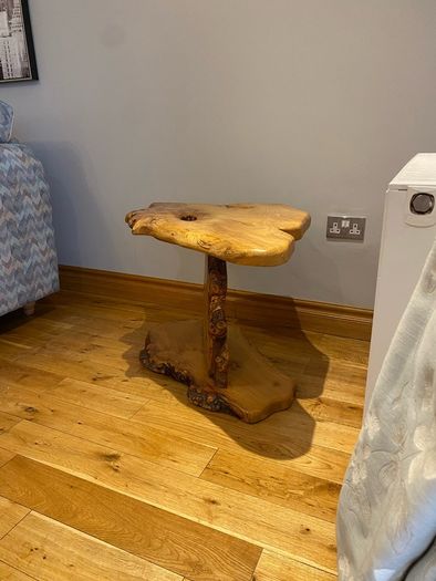 wooden table and lamp set