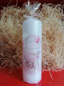Brand new decorative welcome white - pink gift pillar candle baby shower new baby baby girl