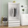 Wardrobe High Gloss White 100x50x200 cm Chipboard Image 5