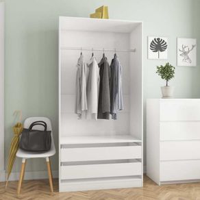 Wardrobe High Gloss White 100x50x200 cm Chipboard