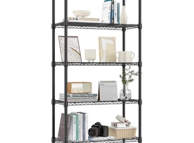 5 Tier Shelf Metal Storage Shelves Shelving Wire Rack Heavy Duty Closet Organizers for Garage Kitchen Bathroom Laundry Black 35 x 75 x 151.1 cm