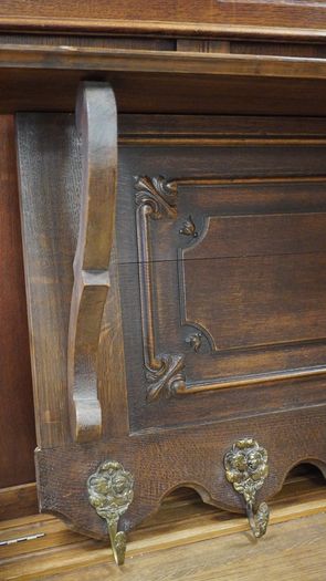 Antique French Oak Wall Coat Rack