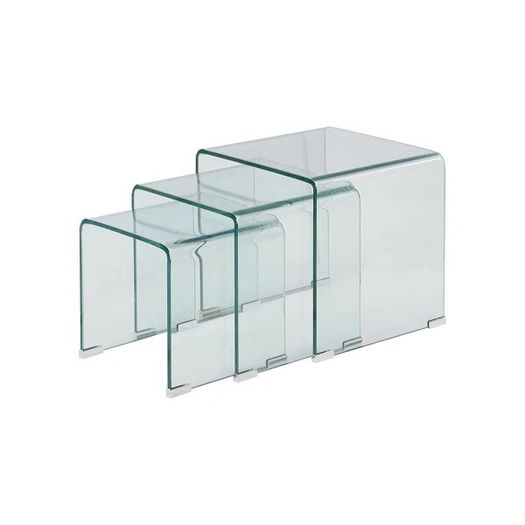 Set of 3 heavy tempered glass coffee/side tables