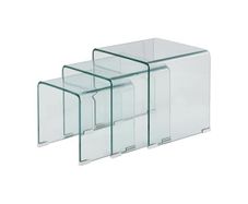 Set of 3 heavy tempered glass coffee/side tables