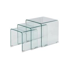 Set of 3 heavy tempered glass coffee/side tables
