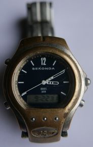 Vintage Sekonda Mens Silver Analog Digital Quartz Alarm Watch (works well)