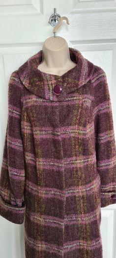 Purple and Green Wool Mix Coat from Autograph M&S size 12
