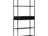 Book Cabinet 90x35x180 cm Rough Mango Wood & Iron