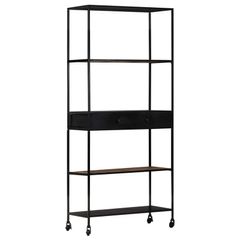 Book Cabinet 90x35x180 cm Rough Mango Wood & Iron