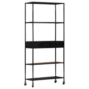 Book Cabinet 90x35x180 cm Rough Mango Wood & Iron