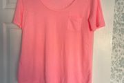 River Island neon bright pink tshirt size UK 8 crew scoop neck with pocket
