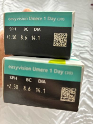 Contact lenses-Daily +2.50 -2 boxes