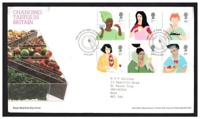 2005 Great Britain Changing Tastes in Britain Commemorative Stamps Addressed First Day Cover (FDC).