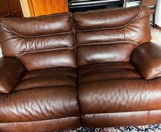 2 seater leather recliner Couch plus Pouffe.