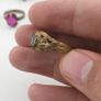 Antique Boho Jewellery 15 Mixed Brass Stone & Glass Rings Image 6