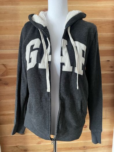 Woman hoodie full zip zip up jumper GAP lined faux fur size S