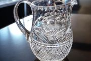 Large mid century hand cut crystal pitcher