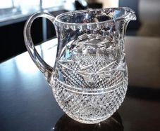 Large mid century hand cut crystal pitcher