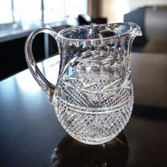 Large mid century hand cut crystal pitcher
