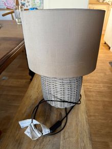 Table Lamp, Rattan/Wicker Base, Taupe Shade