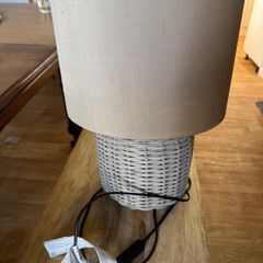 Table Lamp, Rattan/Wicker Base, Taupe Shade