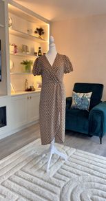 Brand New Emery Rose Wrap Front Geometric Midi Dress - Size M / UK 10 / EU 38