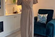 Brand New Emery Rose Wrap Front Geometric Midi Dress - Size M / UK 10 / EU 38