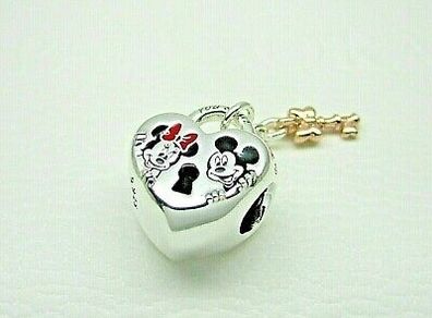 Pandora Silver Disney Mickey Mouse & Minnie Mouse Padlock Charm gift