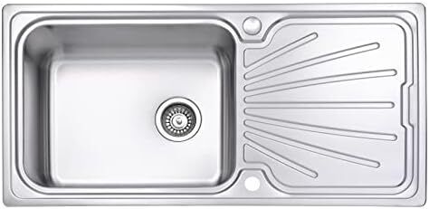 Kitchen Sink Stainless Steel Large Bowl Welding Style Inset Reversible Drainer & Strainer Waste Pipes Clips 1000 X 500 mm
