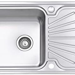 Kitchen Sink Stainless Steel Large Bowl Welding Style Inset Reversible Drainer & Strainer Waste Pipes Clips 1000 X 500 mm