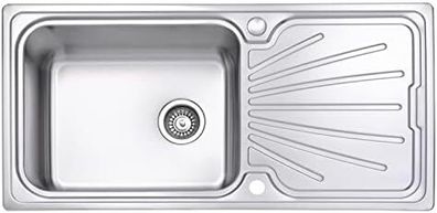 Kitchen Sink Stainless Steel Large Bowl Welding Style Inset Reversible Drainer & Strainer Waste Pipes Clips 1000 X 500 mm