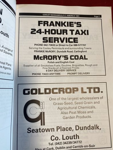 Cooley kickhams 1991 American tour annual