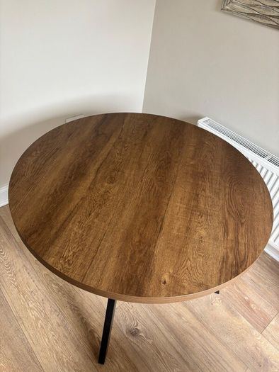 Round Walnut Oak Dining Table 1.1 Metre