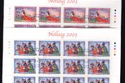 2003 Ireland Christmas 48c (ex Booklet) 48c, 50c &amp; 57c Commemorative Stamps Sheets Plate 1A1A1A1A1A Fine Used with Dublin CDS cancel of 10th November 2003 (First day of issued) on envelope extract.