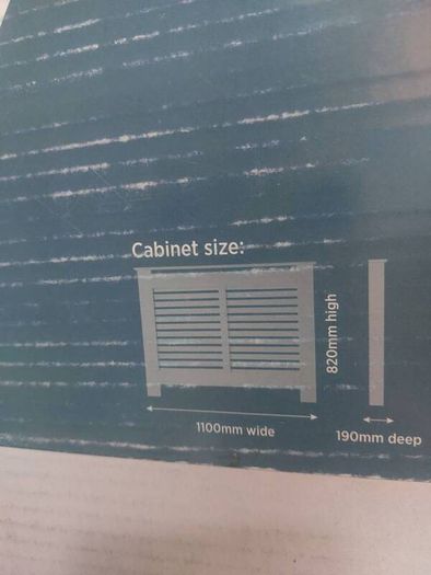 Radiator cover pre finished white slatted design.