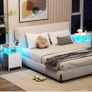Bedside Table with Charging Station, Side Table with LED Light Image 8