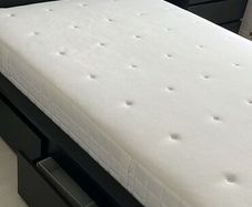 Bedroom furniture, Double bed frame with storage drawers, mattress like new with topper (protector used at all time) plus IKEA black ask furniture like new