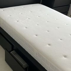 Bedroom furniture, Double bed frame with storage drawers, mattress like new with topper (protector used at all time) plus IKEA black ask furniture like new