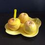 Superb Vintage Five Piece Fruit-Shaped Cruet Set with Yellow Plastic Spoon in Excellent Condition Image 7
