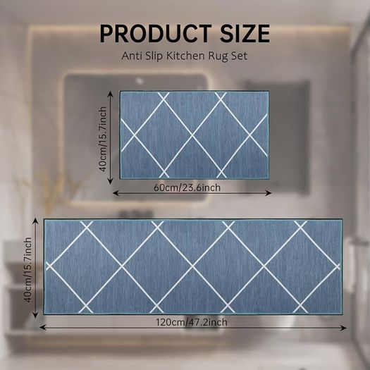 NEW SALE | Anti Slip Kitchen Rug Set: the anti-slip backing holds the pad in place; no more worries about slipping or scratching the floor; NOTE: please do not place it on wet floors. Comfort Kitchen Mats: microfiber material surface is soft to touch, no 