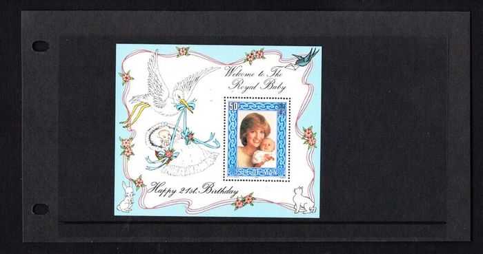 1982 Isle of Man 21st Birthday of the Princess of Wales and Birth of Prince William Commemorative Miniature Stamp Sheet Presentation Pack
