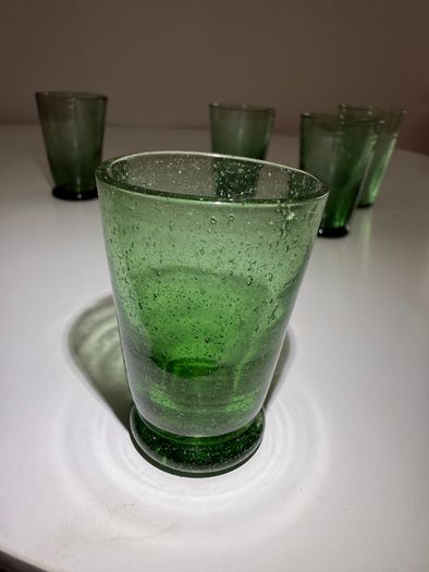Vintage 1960s Green Controlled Bubble - Shot Glasses (Set of 5)
