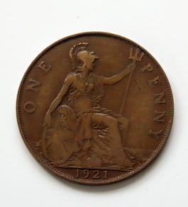 1921 Penny George V bronze coin