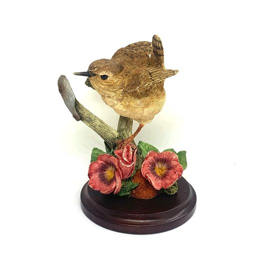 Vintage Wren With Pansies Figurine By Country Artist Andrew MacCallum