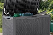 100 Gallon Resin Deck Box, Weather Resistant Outdoor Storage Box, Lockable Indoor Outdoor Storage for Supplies