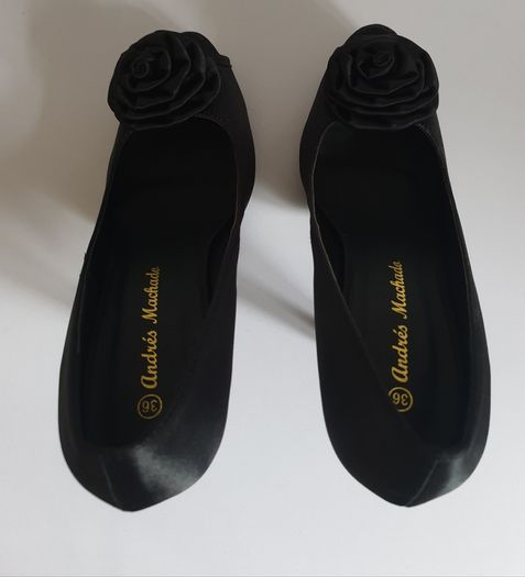 Andres Machado Black Satin Ladies Peeptoe Pumps Heels Shoes Size EU36 UK3 Wedding CAN POST