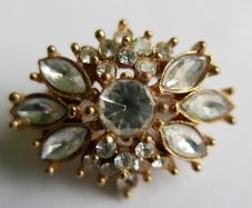 Vintage Crystal Snowflake Brooch