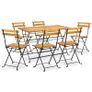7 Piece Folding Outdoor Dining Set Solid Acacia Wood Image 2