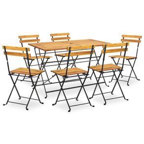 7 Piece Folding Outdoor Dining Set Solid Acacia Wood