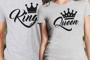 King And Queen Couple T-shirts For Valentines Day Gift Present Set